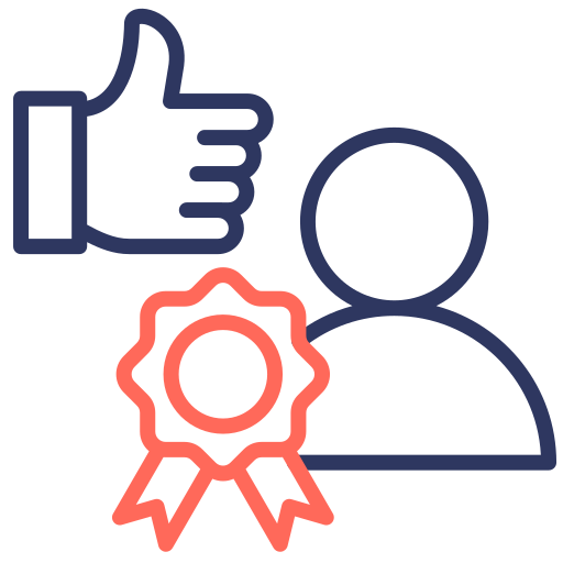 Une personne avec un ruban sur l'épaule et un pouce levé à côté d'elle, représentant la reconnaissance ou l'approbation d'un accomplissement.